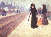 Georges D Espagnat The Suburban Railroad Station France oil painting artist